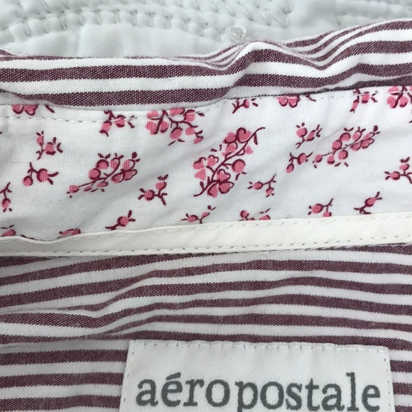 Purple & White stripped Long Sleeve Button up - Picture 4 of 6